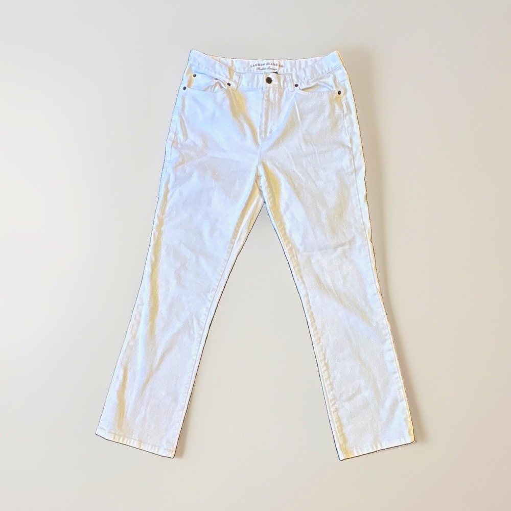 Lauren Jeans Co. Ralph Lauren White Denim Jeans Women Size 10 Slim Mid-Rise